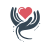 Logo von KinderLiebe – zwei stilisierte Hände in Dunkelblau halten ein rotes Herz, das für Geborgenheit, Liebe und bedürfnisorientierte Erziehung steht.